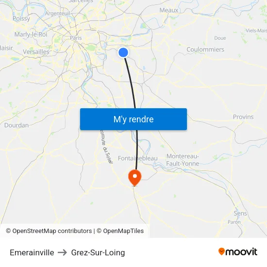 Emerainville to Grez-Sur-Loing map