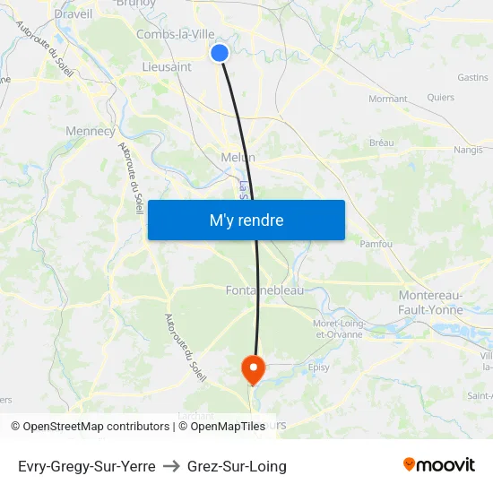 Evry-Gregy-Sur-Yerre to Grez-Sur-Loing map