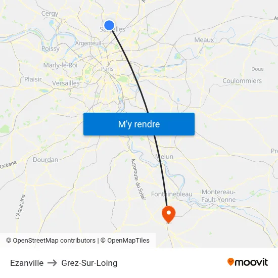 Ezanville to Grez-Sur-Loing map