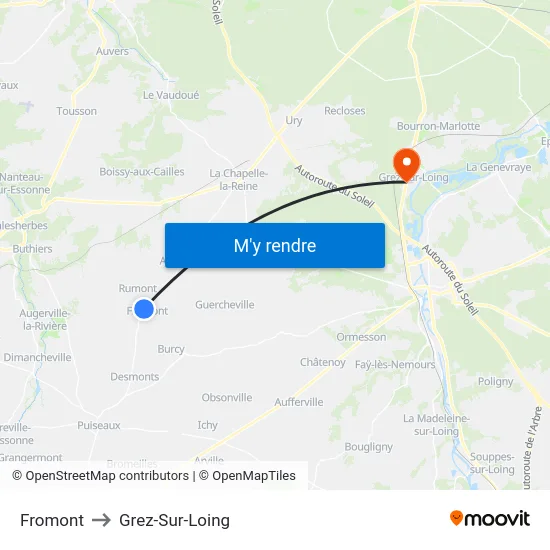 Fromont to Grez-Sur-Loing map