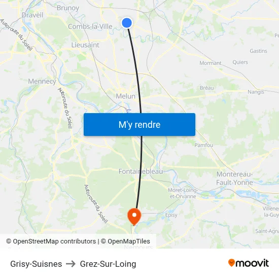 Grisy-Suisnes to Grez-Sur-Loing map