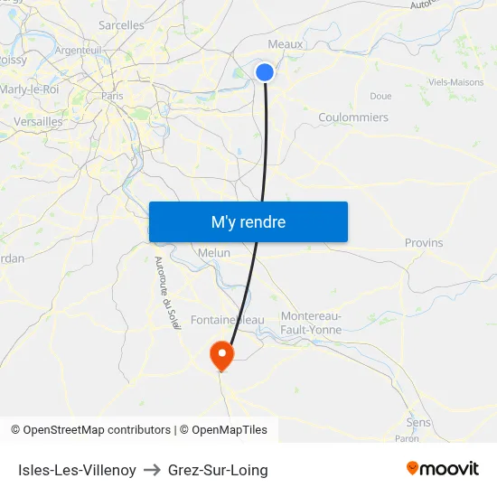 Isles-Les-Villenoy to Grez-Sur-Loing map