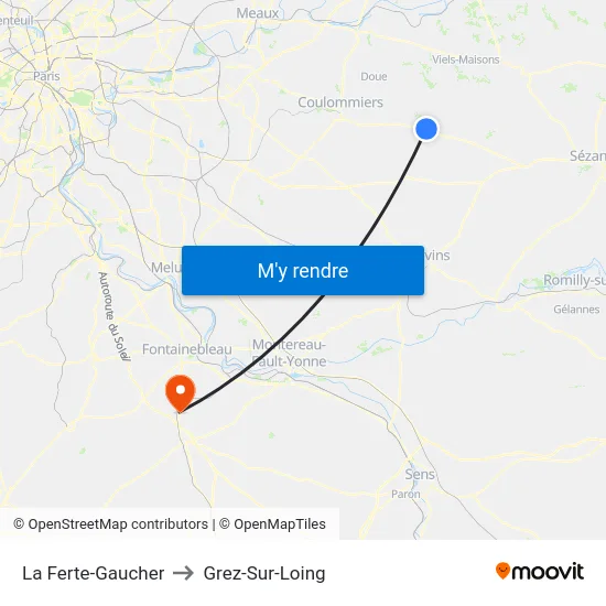 La Ferte-Gaucher to Grez-Sur-Loing map