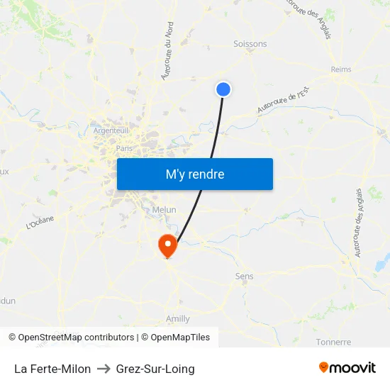 La Ferte-Milon to Grez-Sur-Loing map