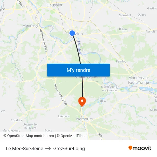 Le Mee-Sur-Seine to Grez-Sur-Loing map