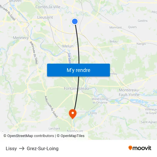Lissy to Grez-Sur-Loing map
