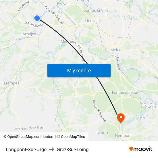 Longpont-Sur-Orge to Grez-Sur-Loing map