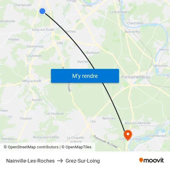 Nainville-Les-Roches to Grez-Sur-Loing map