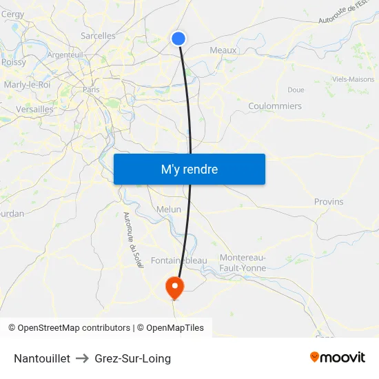 Nantouillet to Grez-Sur-Loing map