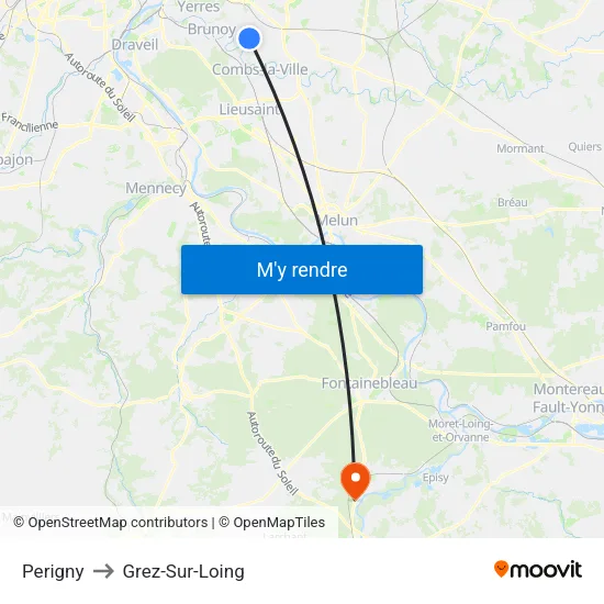 Perigny to Grez-Sur-Loing map