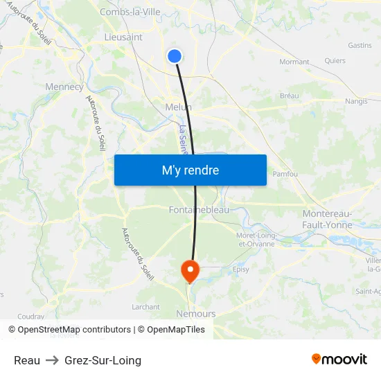 Reau to Grez-Sur-Loing map
