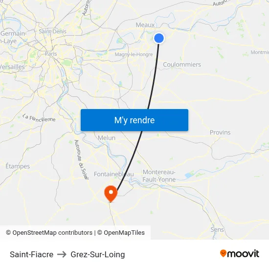 Saint-Fiacre to Grez-Sur-Loing map