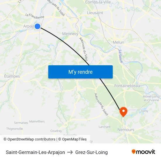 Saint-Germain-Les-Arpajon to Grez-Sur-Loing map