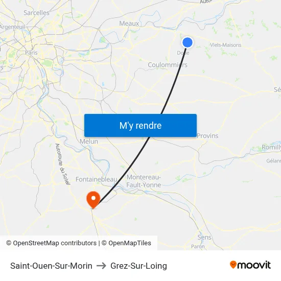 Saint-Ouen-Sur-Morin to Grez-Sur-Loing map