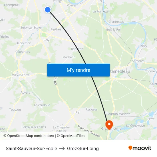 Saint-Sauveur-Sur-Ecole to Grez-Sur-Loing map
