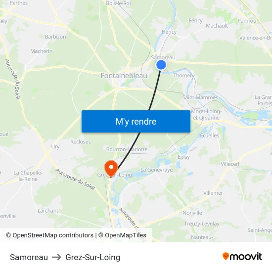 Samoreau to Grez-Sur-Loing map