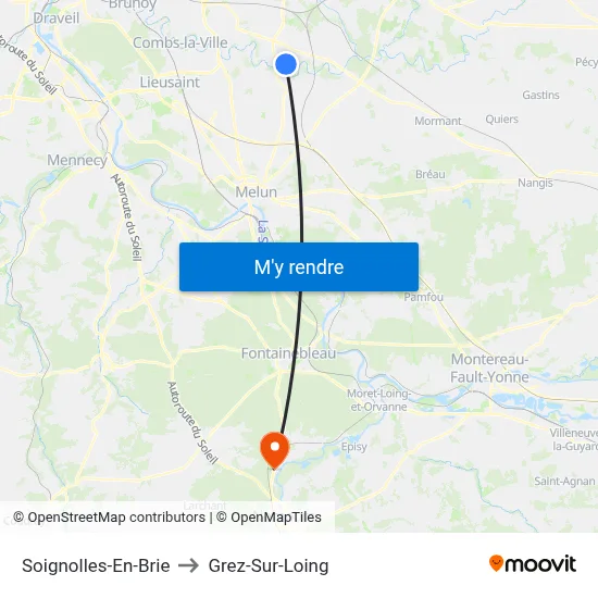 Soignolles-En-Brie to Grez-Sur-Loing map