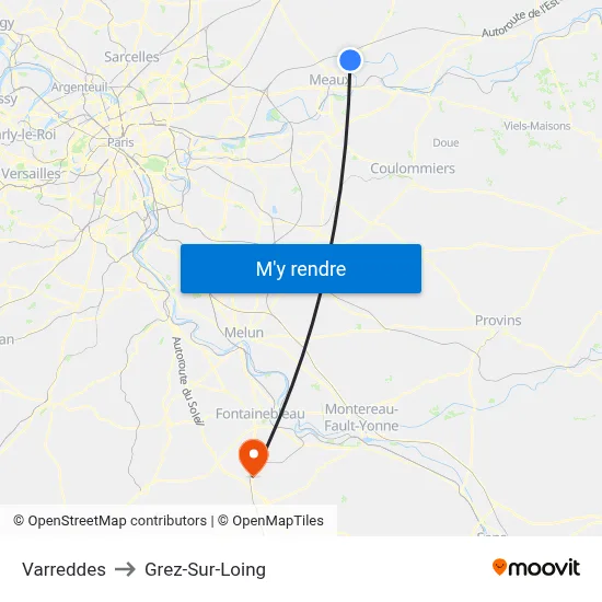 Varreddes to Grez-Sur-Loing map