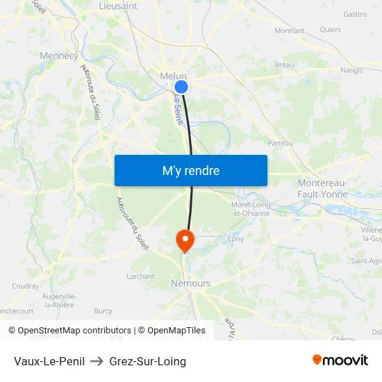 Vaux-Le-Penil to Grez-Sur-Loing map