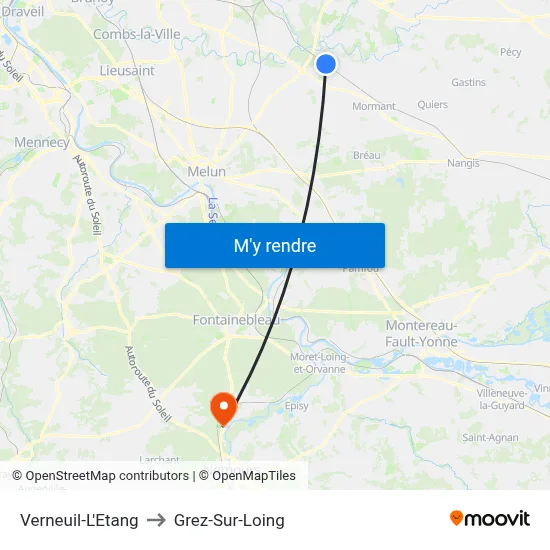 Verneuil-L'Etang to Grez-Sur-Loing map
