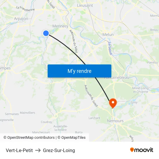 Vert-Le-Petit to Grez-Sur-Loing map