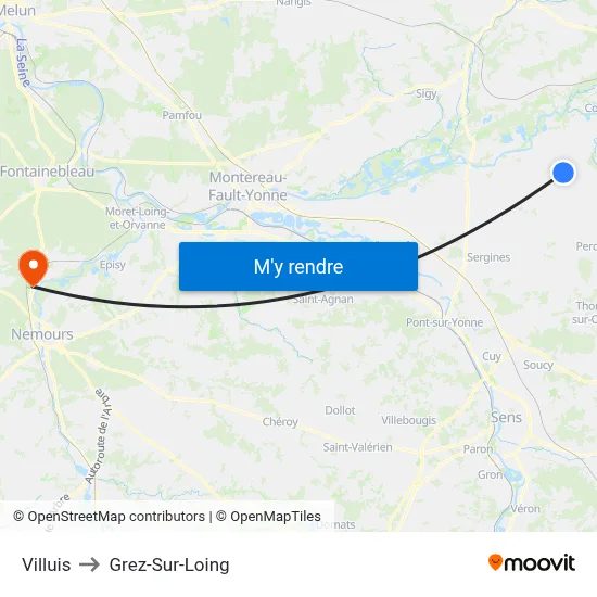 Villuis to Grez-Sur-Loing map