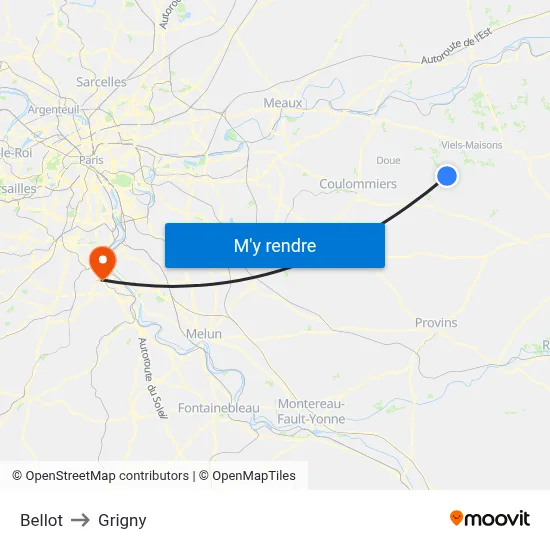 Bellot to Grigny map