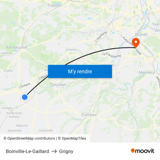 Boinville-Le-Gaillard to Grigny map