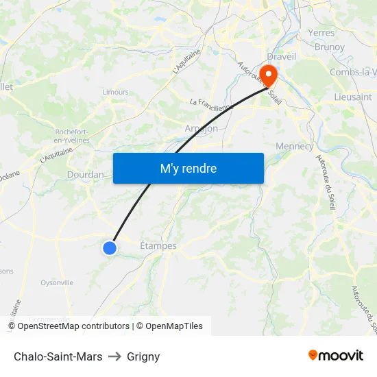 Chalo-Saint-Mars to Grigny map