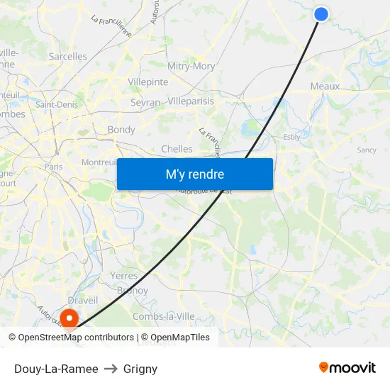 Douy-La-Ramee to Grigny map