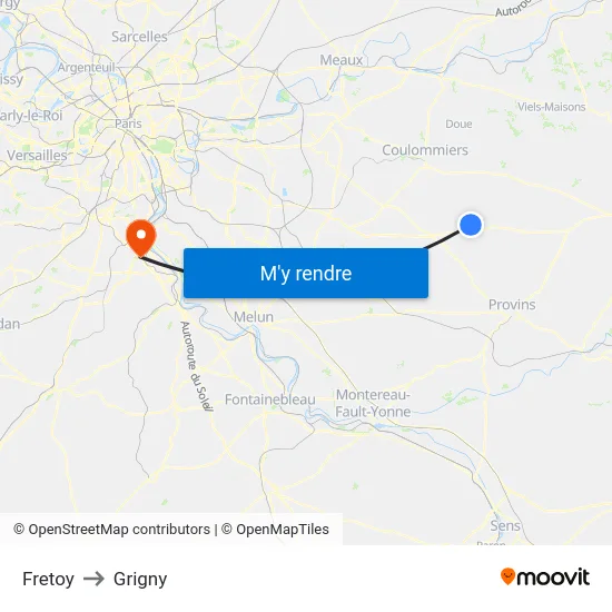 Fretoy to Grigny map