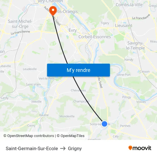 Saint-Germain-Sur-Ecole to Grigny map