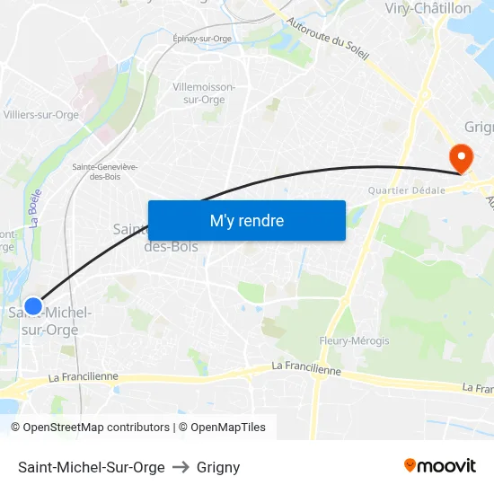 Saint-Michel-Sur-Orge to Grigny map