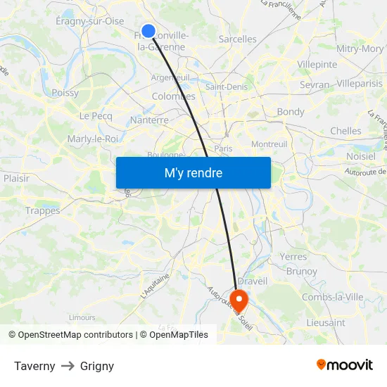 Taverny to Grigny map