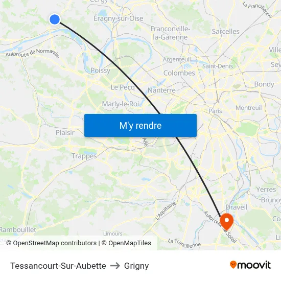 Tessancourt-Sur-Aubette to Grigny map