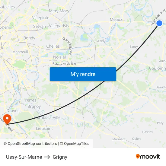 Ussy-Sur-Marne to Grigny map