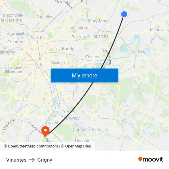 Vinantes to Grigny map
