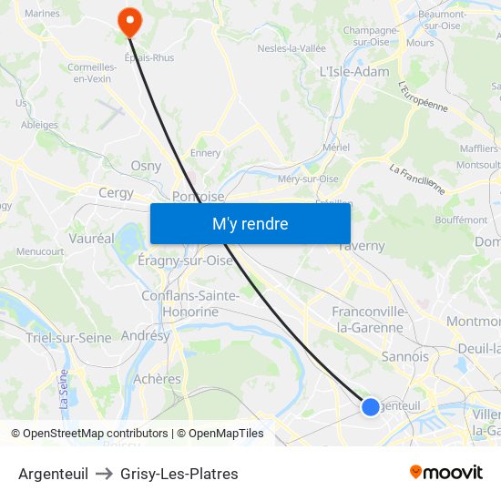 Argenteuil to Grisy-Les-Platres map