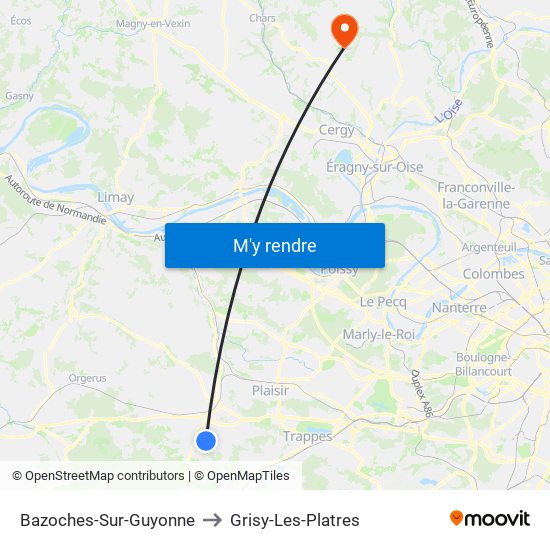 Bazoches-Sur-Guyonne to Grisy-Les-Platres map