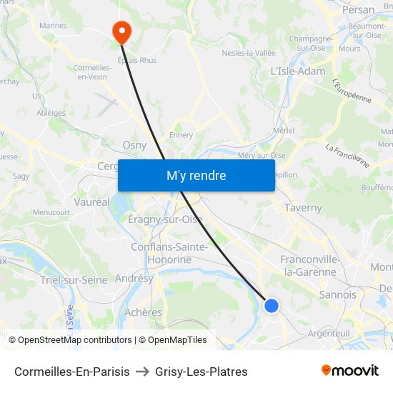 Cormeilles-En-Parisis to Grisy-Les-Platres map