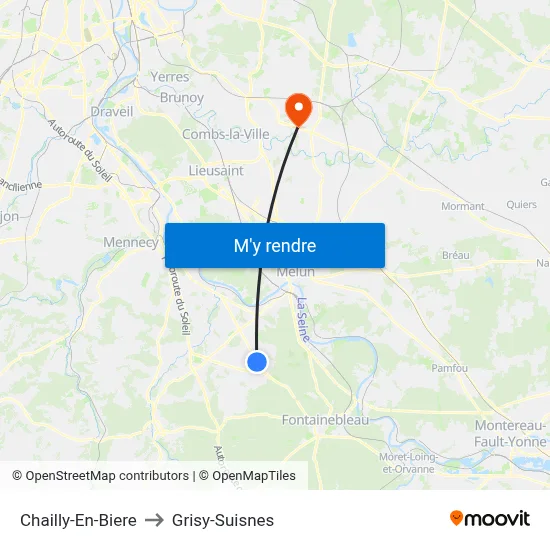 Chailly-En-Biere to Grisy-Suisnes map