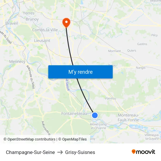 Champagne-Sur-Seine to Grisy-Suisnes map
