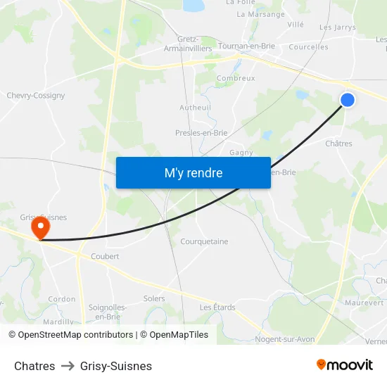 Chatres to Grisy-Suisnes map