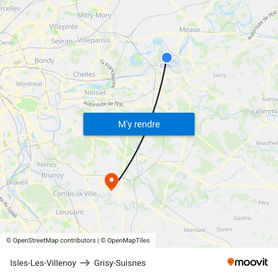 Isles-Les-Villenoy to Grisy-Suisnes map