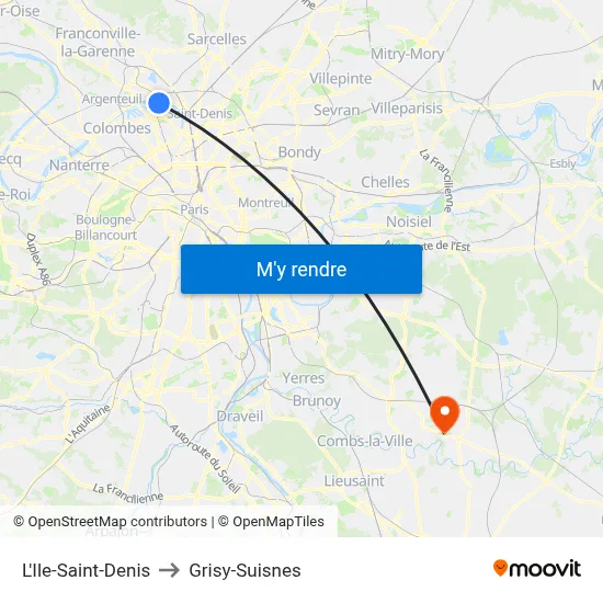 L'Ile-Saint-Denis to Grisy-Suisnes map