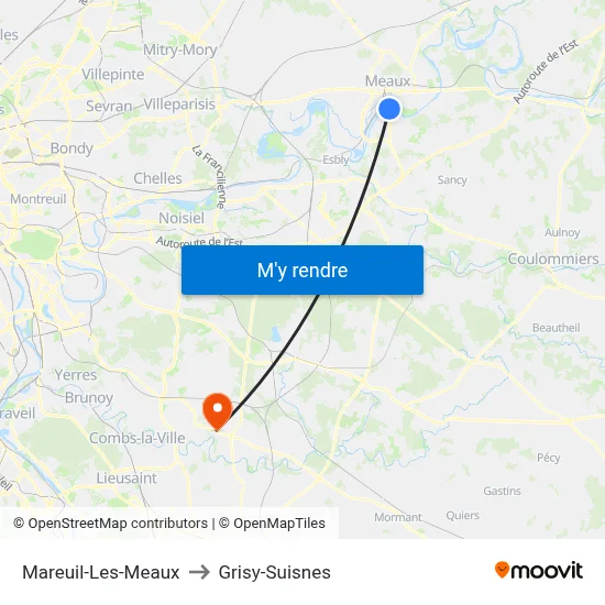 Mareuil-Les-Meaux to Grisy-Suisnes map