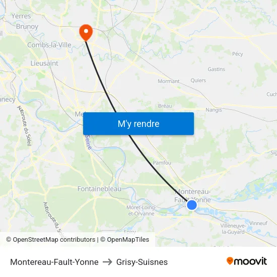 Montereau-Fault-Yonne to Grisy-Suisnes map