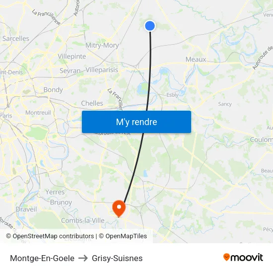 Montge-En-Goele to Grisy-Suisnes map