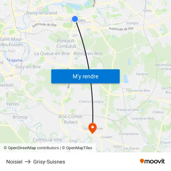 Noisiel to Grisy-Suisnes map