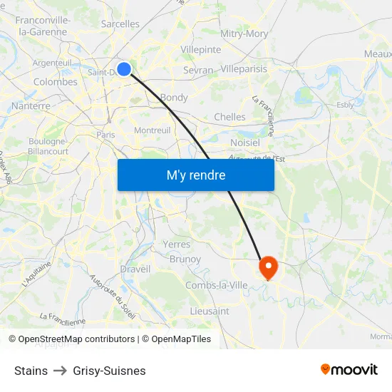 Stains to Grisy-Suisnes map